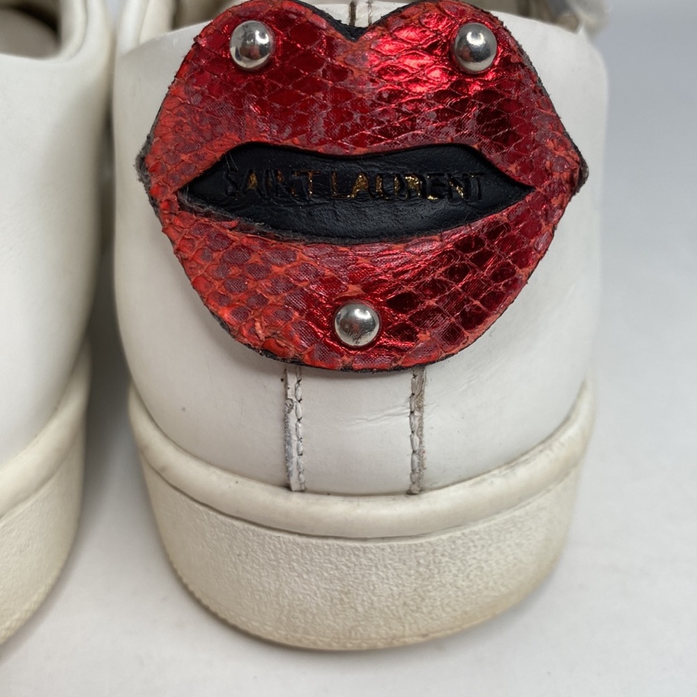 Authentic SAINT LAURENT white leather LIPS CLASSIC COURT Sneakers size 36 - Picture 12 of 12